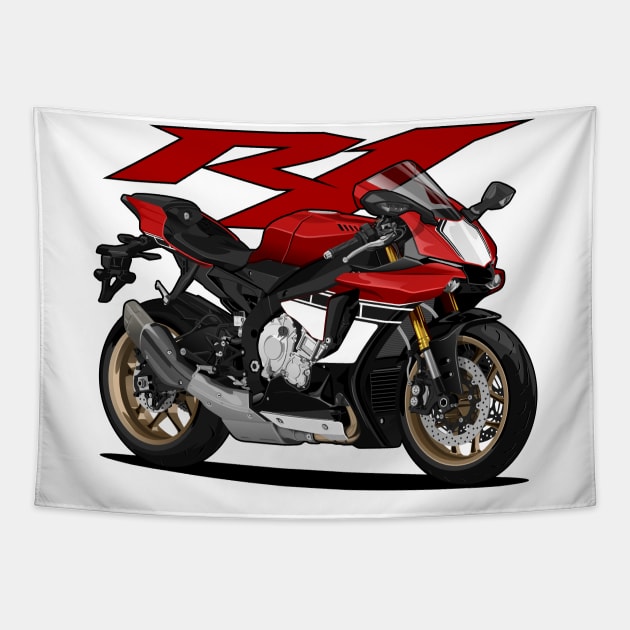 Yamaha YZF R1 Red Bike Tapestry by idrdesign