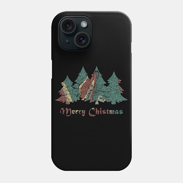 Chirstmas Pattern Tree Line Art Drawing Phone Case by Merchsides