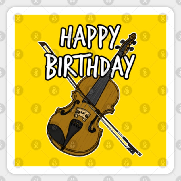 Birthday Violin Fiddle Doodle - Birthday Violin - Sticker |