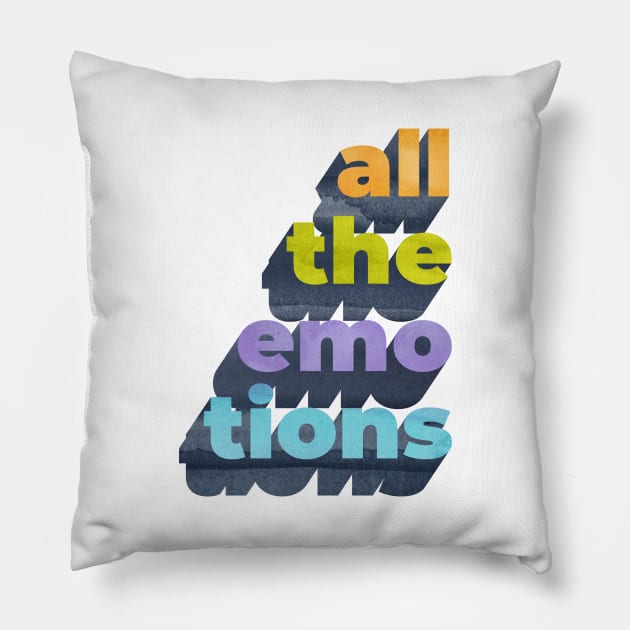 All The Emotions Word Art Pillow by Katy Clemmans