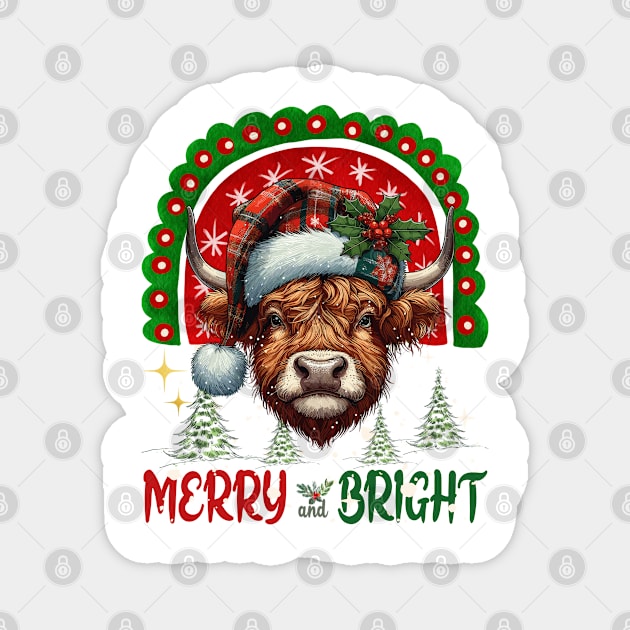 Funny Highland Cow Lover Xmas Magnet by JessArty