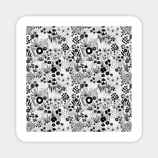 Monochrome Flower Meadow Magnet