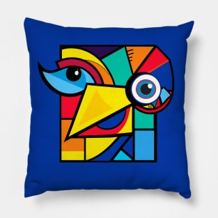 Funny Dove Bird - Cool Colorful Funky Geometric Cute Animal Design Pillow