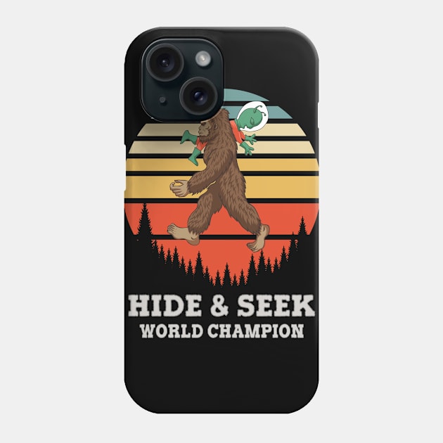 Hide and Seek World Champion Retro Vintage Bigfoot Silhouette Phone Case by wizooherb