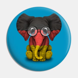 Baby Elephant with Glasses and German Flag Pin