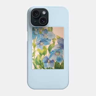 Blue poppies watercolour painting Phone Case