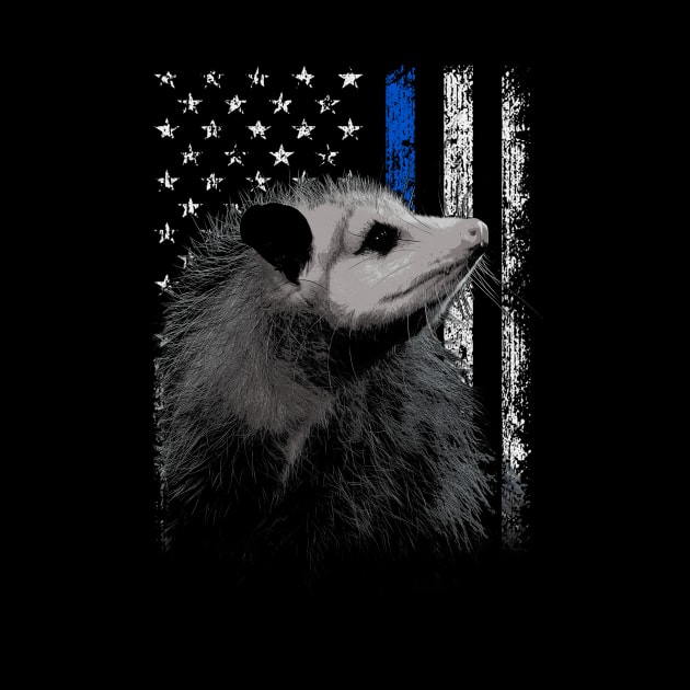 Opossum American Flag Nuzzles, Tee Triumph for Wildlife Admirers by Kevin Jones Art