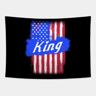 American Flag King Family Gift For Men Women, Surname Last Name Tapestry