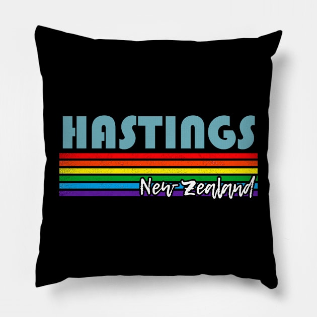 Hastings New Zealand Pride Shirt Hastings LGBT Gift LGBTQ Supporter Tee Pride Month Rainbow Pride Parade Pillow by NickDezArts