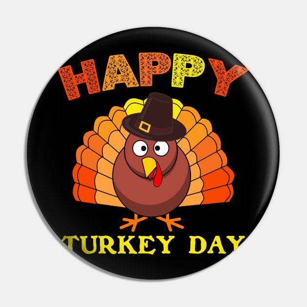 Happy Turkey Day Cute Little Pilgrim Gift Thanksgiving Pin by binnacleenta