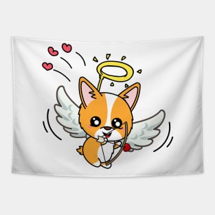 Cupid Corgi Shooting Love Arrows on valentine's day Tapestry