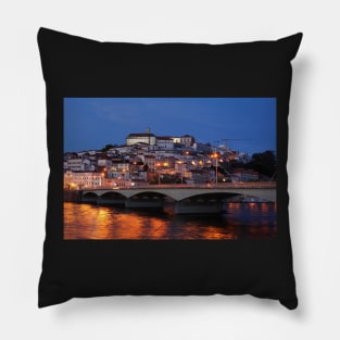 Old town, river, Mondego, Coimbra, Portugal, city, evening, dusk Pillow