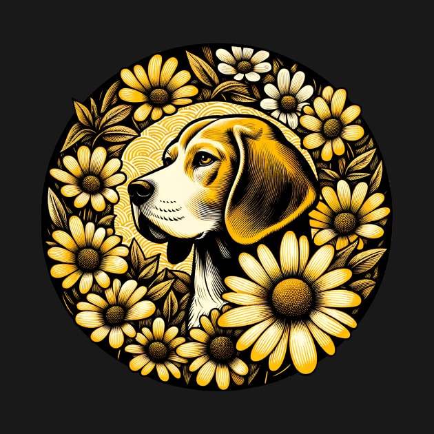 Beagle and Daisies by bubbsnugg