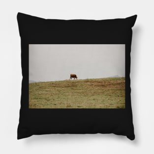 cows grazing a field Pillow