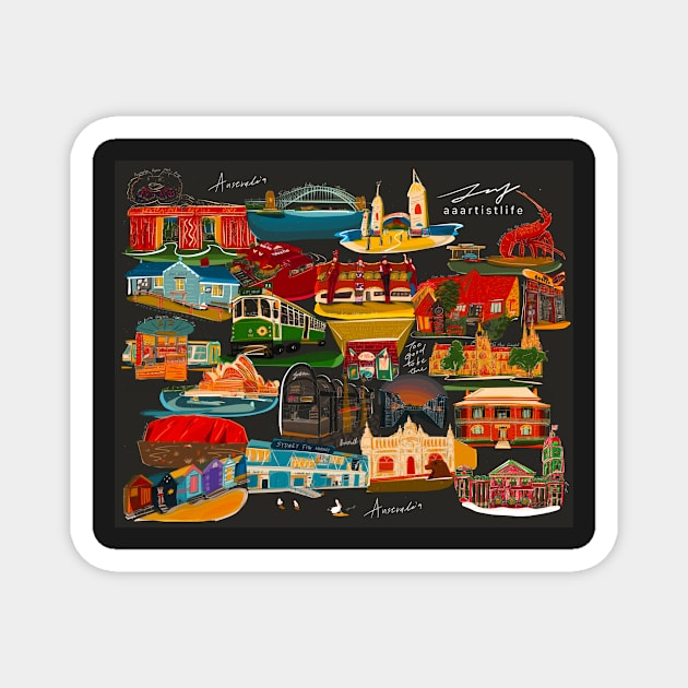 All About Australia Magnet by Aaartistlife