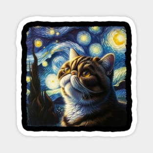 Exotic Shorthair Starry Night Inspired - Artistic Cat Magnet