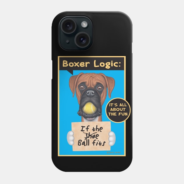 fun loving cute adorable Boxer with Tennis Ball Phone Case by Danny Gordon Art