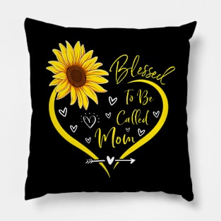 Blessed To Be Called Mom Cute Mothers Day Sunflower Heart Pillow