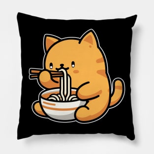 Cat eating Ramen Pillow