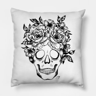 Floral Skull Pillow
