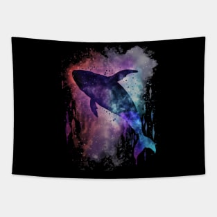 Cosmic Tie Dye Whale in Space Drip Tapestry