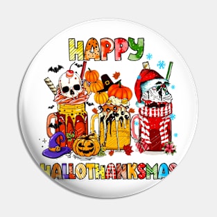 Happy HalloThanksMas Drinks Halloween Christmas Pin