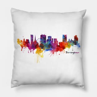 Birmingham Watercolor Skyline Pillow