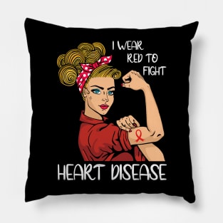 I Wear Red To Fight Heart Disease Awareness CHD Mom Day Gift Pillow