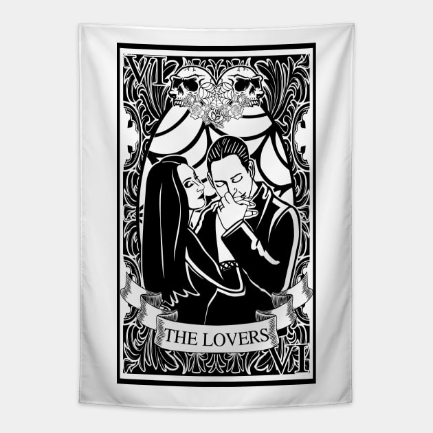 Gomez and Morticia Addams Tarot Card (The Lovers) Tapestry by MojonMan