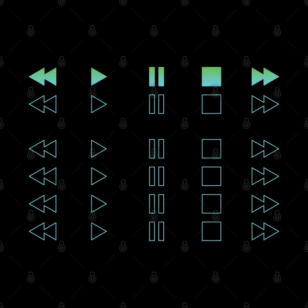 Repeated Music Player Buttons Gradient Teal by nightsworthy