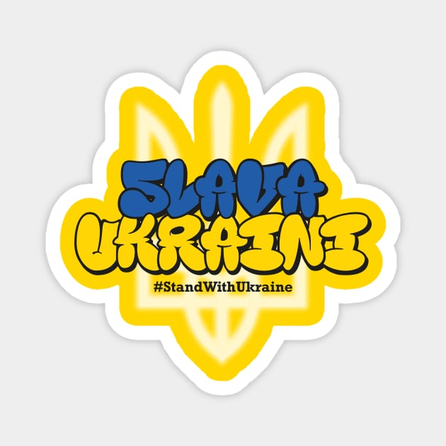 Slava Ukraini Grafitti with Trident Magnet by C&O Creative
