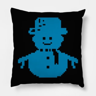 Snowman blue pixel art Pillow
