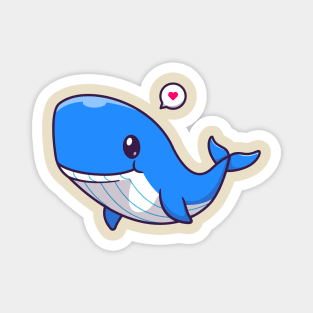 Cute Whale Swimming Cartoon Magnet