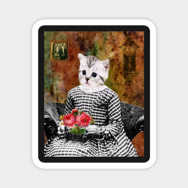 Cat On A Chair-Available As Art Prints-Mugs,Cases,Duvets,T Shirts,Stickers,etc Magnet by born30