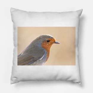 Robin with white feather Pillow