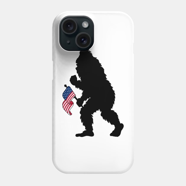 Bigfoot 4th Of July American Flag Silhouette Phone Case by Tesszero