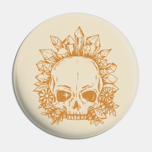 Crystal Skull - Golden Pin by SommersethArt