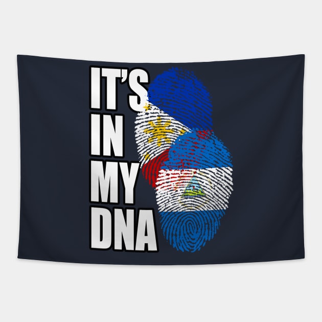 Nicaraguan And Filipino DNA Mix Flag Heritage Gift Tapestry by Just Rep It!!