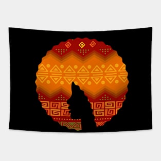 Afro Hair Woman with African Pattern, Black History Tapestry