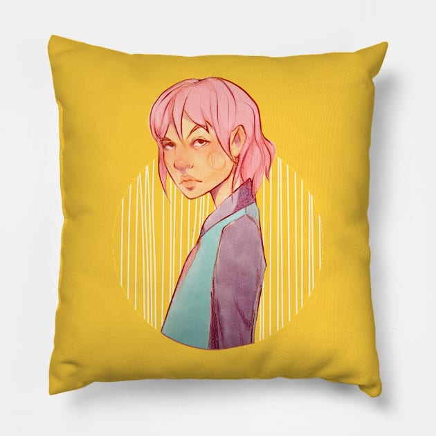 Pastel colors girl illustration Pillow by The F* cake