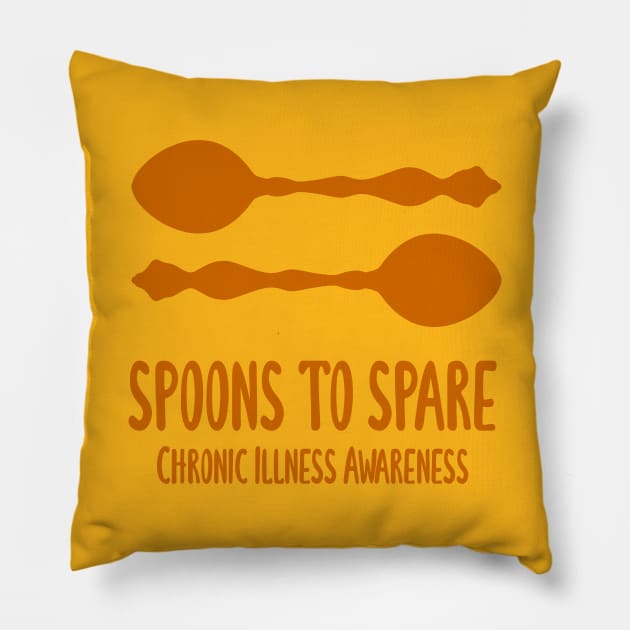 Spoons To Spare - Chronic Illness Awareness (Orange) Pillow by KelseyLovelle