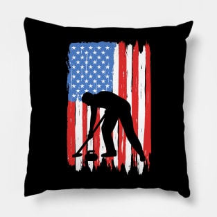 American Flag Curling Graphic Pillow