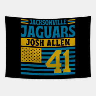 Jacksonville Jaguars Allen 41 American Flag Football Tapestry