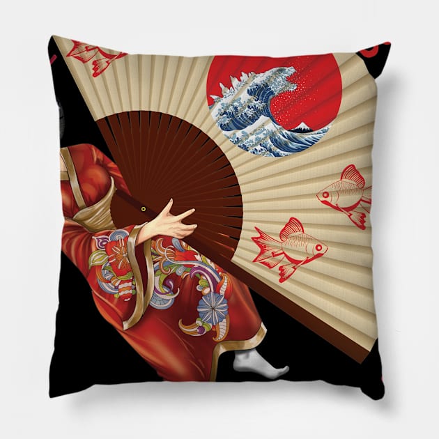 Big Fan of Japan Pillow by Pigeon585