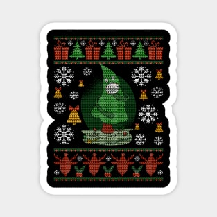 Ugly Christmas Sweater Tree with Mask of Santa for Xmas Magnet