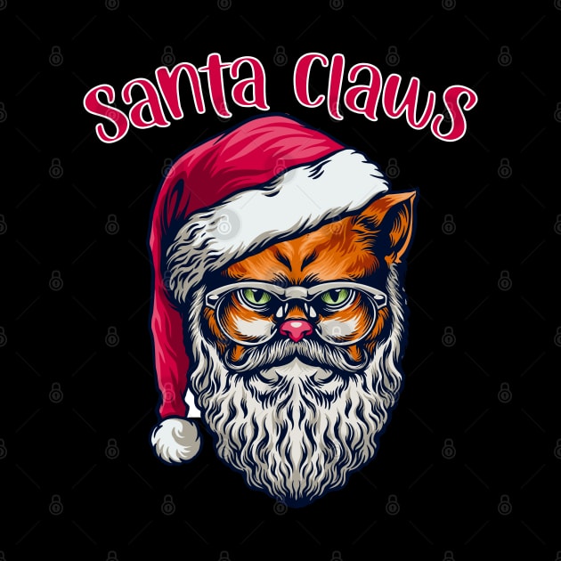 Santa Claws Funny Christmas Cat Holiday Design by FilsonDesigns