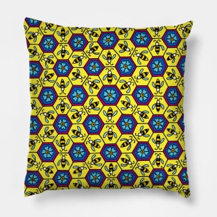 Honeycomb and Bees Yellow Palette Pillow