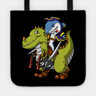 Shark Pirate Riding T-Rex Dinosaur Tote