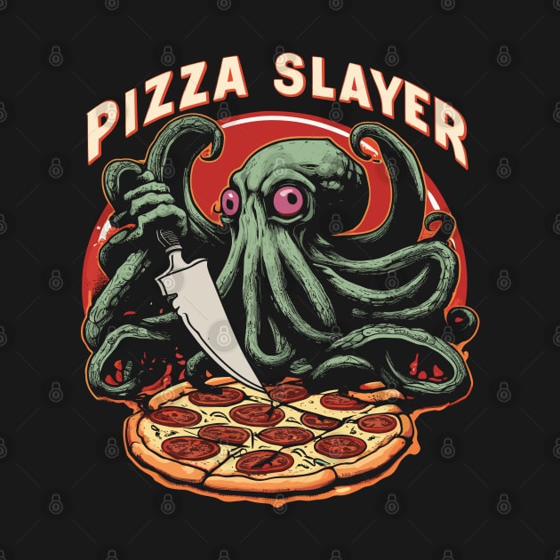 Pizza slayer horror lovecraft octopus cthulu by Ravenglow