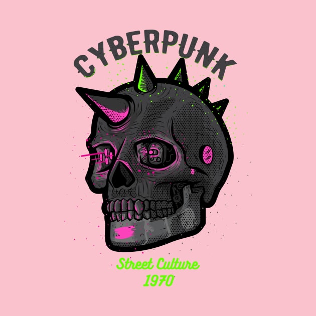 Cybernetic Skeleton Cyberpunk Skull by TOKEBI